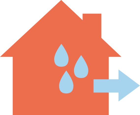 icoon huis met druppels