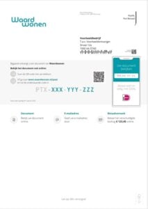 Voorblad bij brief Postex
